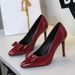8317-H91 European And American Style Sexy Stiletto Shallow Mouth Pointed Toe High Heels Versatile Bowknot Women's Single_vogvips.com