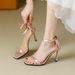 Luxurious And Elegant Satin High-heeled Shoes, New Summer French Style Bow-tie Open-toe Strap Stiletto Sandals For Women_vogvips.com