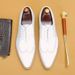 White leather men's leather business formal British simple pointed Oxford shoes real Body shop men's shoes_vogvips.com