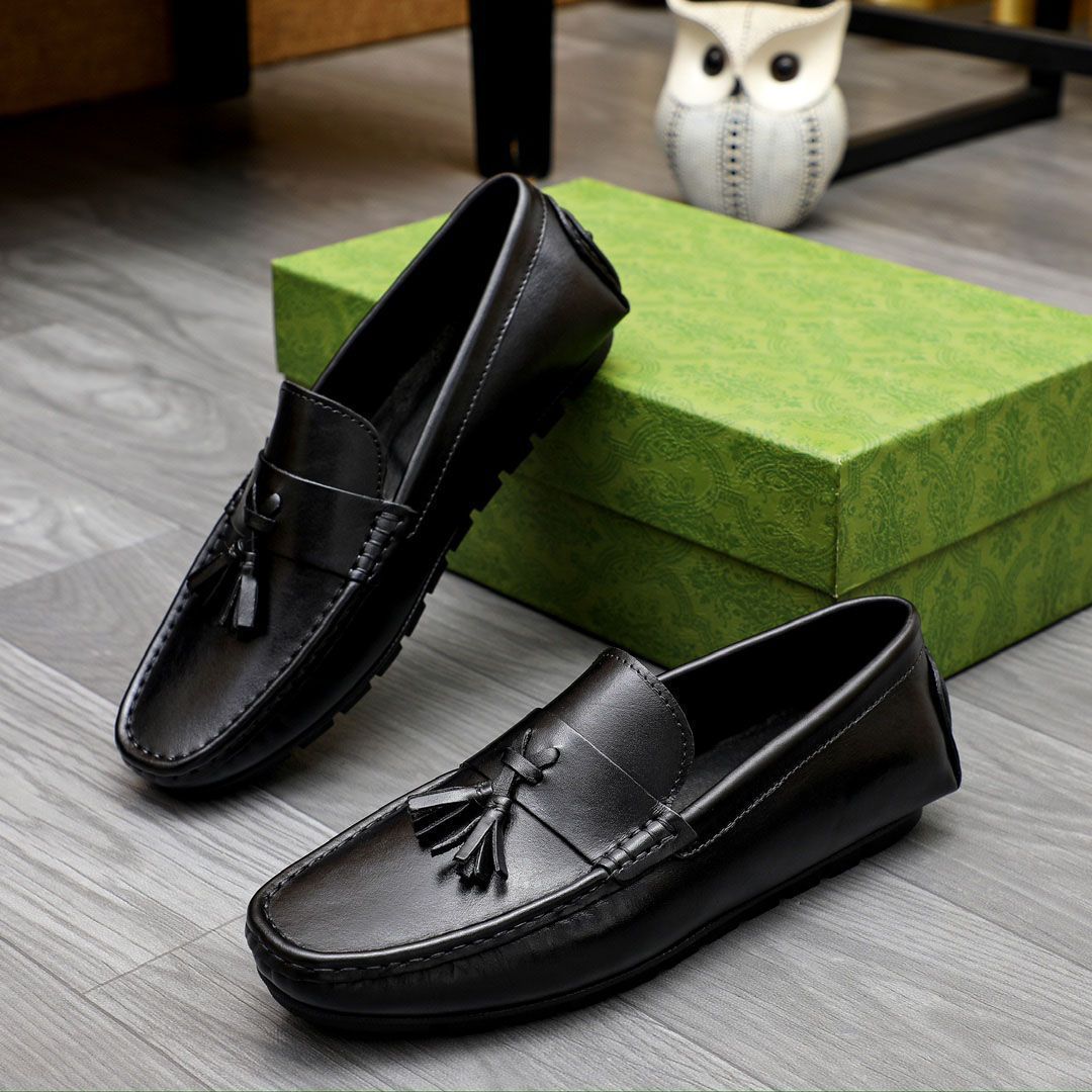 Men's Genuine Leather Tassel Loafers Spring New Slip-On Casual Breathable Light Luxury Shoes_vogvips.com