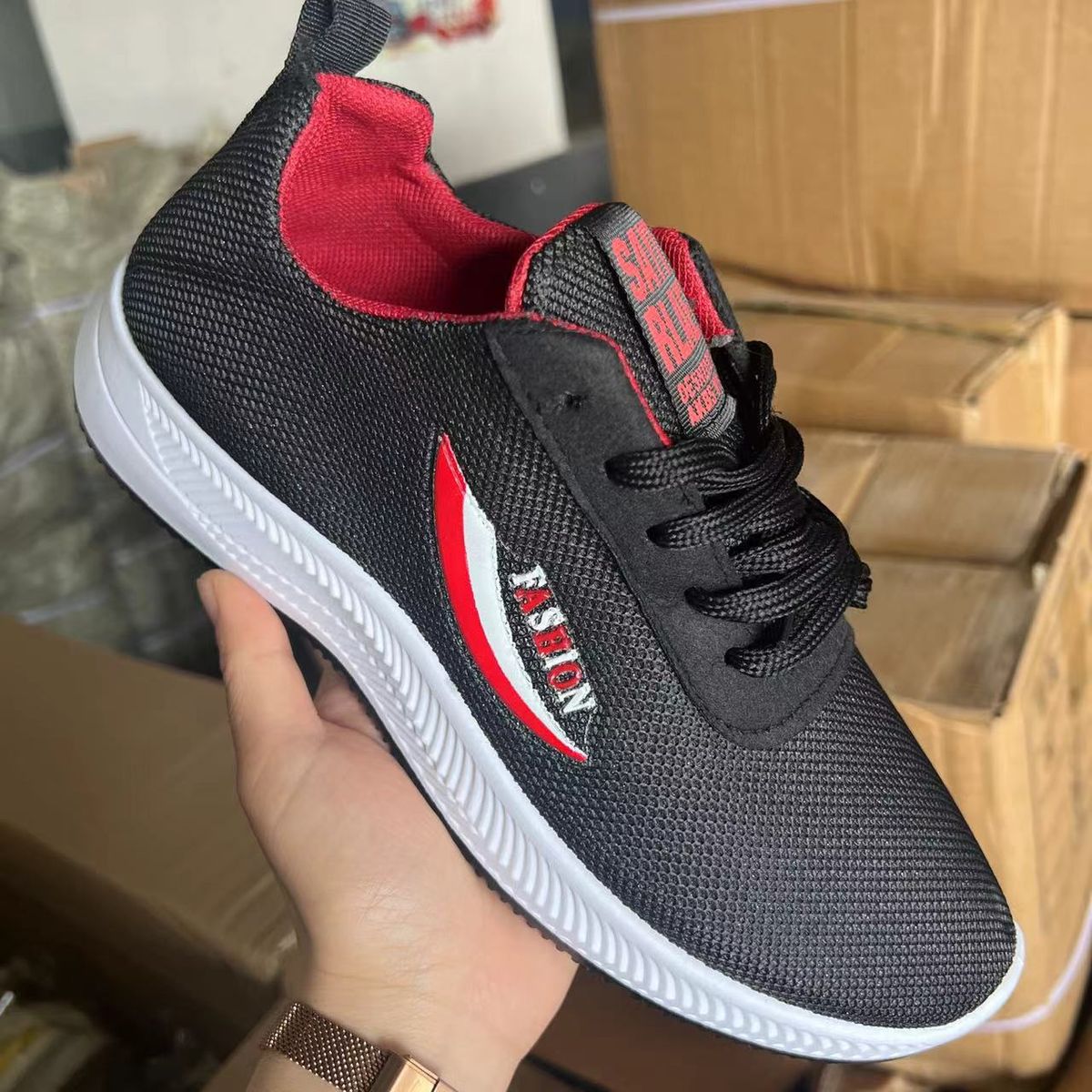 Korean Style Men's Casual Sneaker One-piece Delivery Lightweight Soft Bottom Woven Running Shoes Comfortable For Students_vogvips.com
