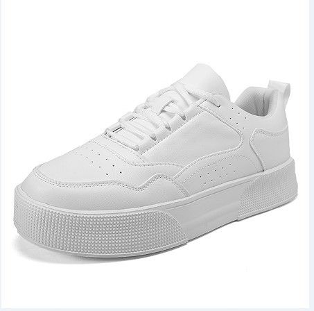 Autumn White Korean Version Flat Bottomed Casual Shoes Men's Breathable Sports Low Top Lace Up Shallow Mouth Board Shoe_vogvips.com