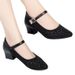 Mesh Sandals Hollow Breathable Single Shoes Low Heel Dancing Women's Shoes Fashion Mother Thick Heel Sandals_vogvips.com