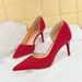3226-A2 European And American Style Banquet Heels Women Sexy Thin Shallow Mouth Pointed Toe Side Cut High Heel Pumps_vogvips.com