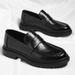 Men's Slip-On Leather Loafers With Textured Thick Sole For Business Formal_vogvips.com