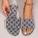 Plus Size Women's Floral Print Flat Slippers Round Toe Low Heel Single Strap Design Brown Comfortable Footwear_vogvips.com