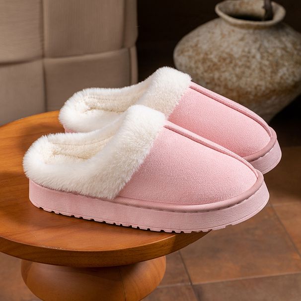 Women's Shoes Imitation Suede Cotton Slippers For Women Autumn And Winter Indoor Thick Soled Non Slip Home Fashionable Maillard Furry Cotton Slippers_vogvips.com