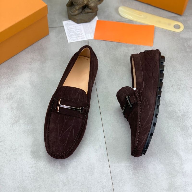 New Matte Metal Buckle Loafers For Men Lightweight Lazy Casual Genuine Leather Breathable Slip-On Shoes_vogvips.com