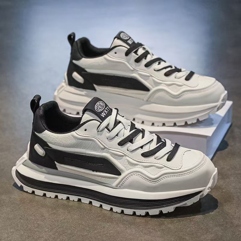 Men's Shoes Casual Sneakers Trendy Dad Shoes With Thick Sole For Comfort And Style, Breathable Round-Toe Low-Top Shoes For Everyday Wear_vogvips.com