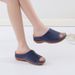New Round Toe Ethnic Style Solid Color Women's With Hollowed Out Car Seams And Sloping Heels, Comfortable Plus Size_vogvips.com