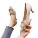 Women's Light Luxury Square Buckle High Heels Women's Stiletto Black Work Shoes Pointed Toe Single Shoes Autumn New_vogvips.com