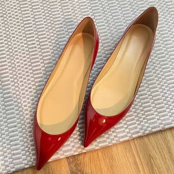 2025 Spring And Autumn Korean Style Fashionable Patent Leather Large Size High For Women, Non-Slip, Shallow Mouth,_vogvips.com