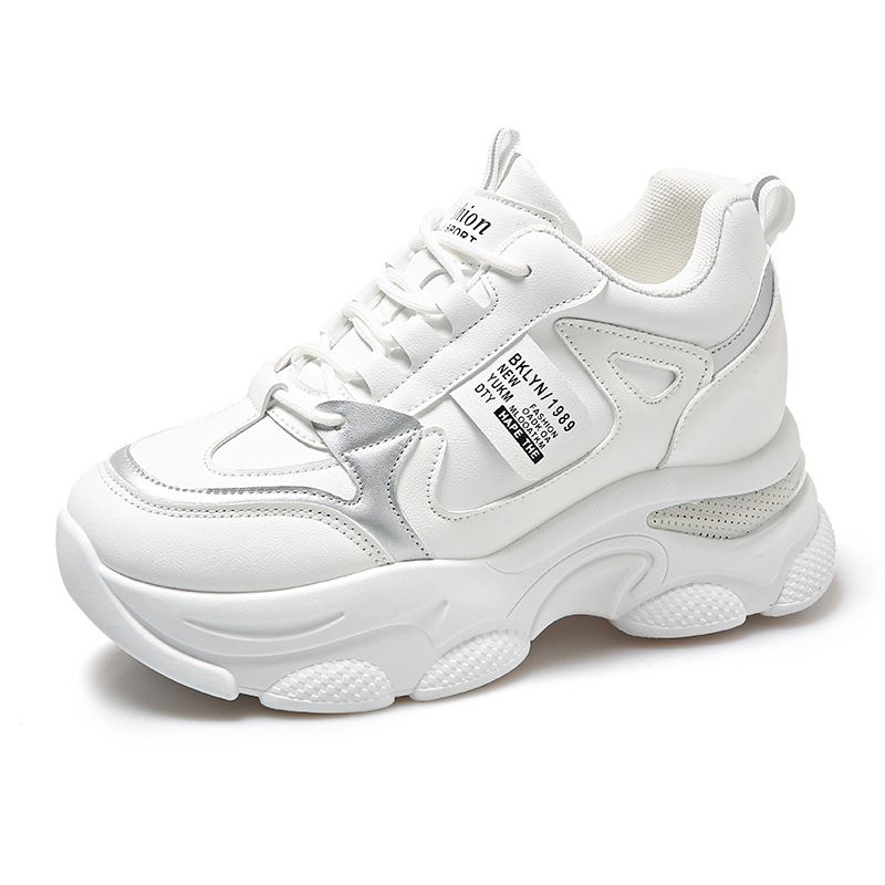 Inner Height Increase Dad For Women Thick Sole 2024 New Spring Autumn Leather Surface Small Size Slimming Casual Sports_vogvips.com