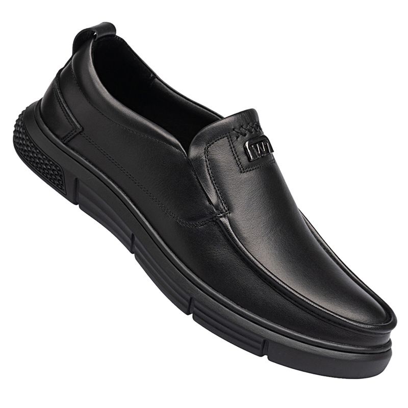 Top Layer Cowhide Casual Single Business Leather Work Clothes Shoes, Breathable Flat Heels Men's Shoes_vogvips.com