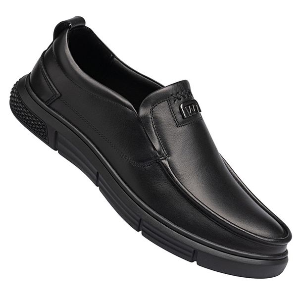 Top Layer Cowhide Casual Single Business Leather Work Clothes Shoes, Breathable Flat Heels Men's Shoes_vogvips.com