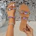 Women's Flat Sandals With Rhinestones Comfortable Sandals On The Beach_vogvips.com