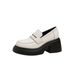 New Platform Loafers Black Muffin Chunky Heels Matching Leather Shoes_vogvips.com