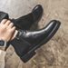 Medium Top Leather Shoes Chelsea Boots Men's Leather Side Zipper Wind Leather Boots High Top Tooling Martin Boots_vogvips.com