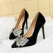 3255-H72 Super Xishi Velvet Mature Sexy High Heels Water Diamond Bow Thin Heel Waterproof Platform Women's Single Shoes_vogvips.com