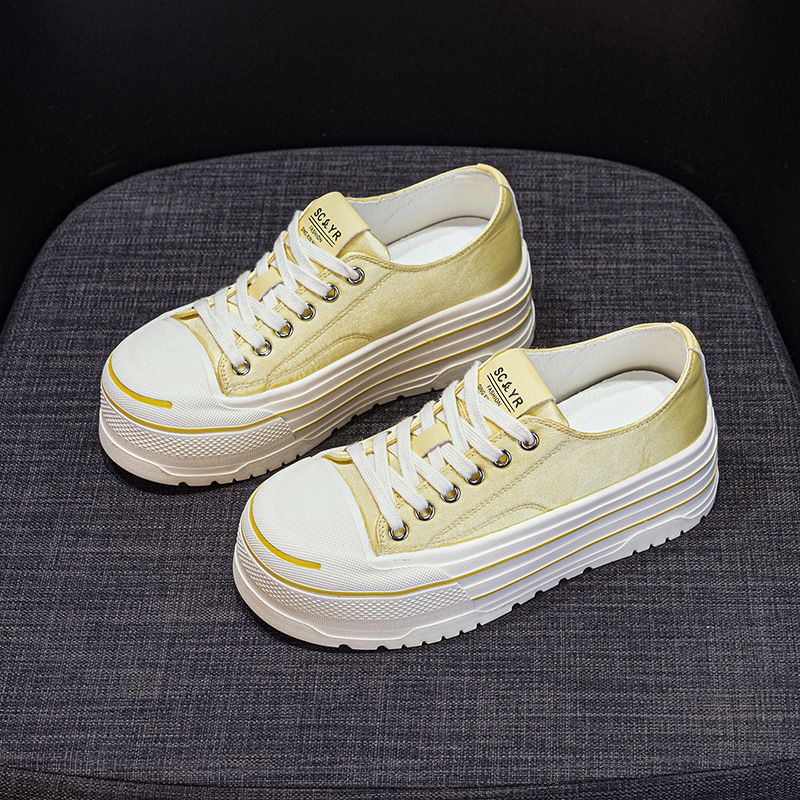 thick-soled Little White Shoes Female Students Casual Versatile Low-top Thick-soled Heightening Canvas Shoes Women's Shoes_vogvips.com