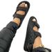 Women’s Shoes Large Size Thick Soled Sandals For Women One Line Solid Color Small Style Prismatic Velcro Roman Sandals_vogvips.com