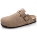 Crestar Women's Cork Footbed Sandals Lady Fashion Buckle Slip-On Slide Sandals Summer Comfortable Suede Shoes With Arch Support_vogvips.com