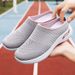 Women's Shoes Casual Shoes Light Mouth Half Slippers Mesh Breathable Fly Woven Shoes Soft Sole Mother Shoes One Pedal Lazy Shoes_vogvips.com