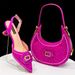 Women's Shoes Women's Pointed Shoes And Bags Set Diamond Buckle Decoration Fashionable And Simple Banquet Style Wine Red Pointed_vogvips.com