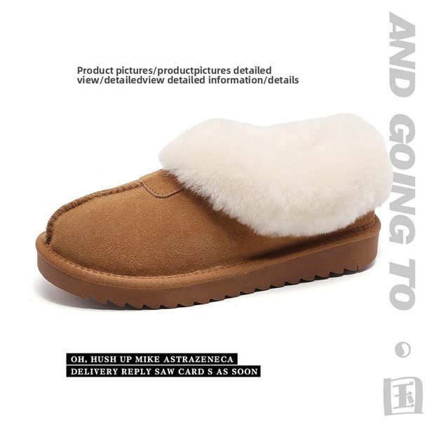 Hot-Selling New Year Short Tube Snow Boots For Women With Wool Mouth, Sheepskin Integrated, Fleece-Lined, Thickened,_vogvips.com