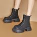 2025 New British Style Yellow For Women Thick Sole Genuine Leather Martin Lace-up Casual Chunky Heel Short Boots_vogvips.com