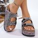 Women's plus Size Flip Flops Rhinestone European American Style Sandals Summer Soft Sole Belt Buckle Slippers_vogvips.com