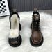 Women's Winter Warm Faux Wool Snow Boots With Anti-Slip Rubber Sole, Low-Cut Round Toe Martin Boots For Daily Wear Non Slip Cotton Shoes_vogvips.com