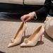 Women's Elegant Champagne Satin Wedding Shoes With Rose Detail Pointed Toe High Heels For Bridal Party Formal Occasions_vogvips.com
