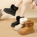 Women's Shoes New Winter Style Thickened Fur Snow Boots ~ Round Toe, Thick Sole, Lightweight Platform, Plus Size Short Boots For Women._vogvips.com