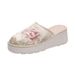 Thick Sole With Sloping Heels, Fashionable Bun Half Support Fabric, Mesh Embroidered Shoes, Sandals, And Slippers For_vogvips.com