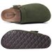 Crestar Women Cow Suede Clogs Cork Footbed Leather Mules Lady Outdoor Comfort Arch Support Potato Shoes With Adjustable Strap_vogvips.com