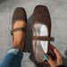 Cross-Border Plus Size Suede Single For Women 2025 New Shallow Round Toe Coffee Color Flat Mary Jane Ballet Shoes_vogvips.com