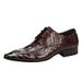 Explosive alligator leather shoes men's business casual leather men's shoes British trend pointed head is Put on shoes_vogvips.com