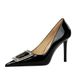 6122-3K66 Banquet Heels Women's Slim Ultra High Heels, Lacquer Leather, Shallow Mouth, Pointed Water Diamond Metal_vogvips.com