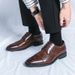 Euro Step 2025 Low-top Spring And Autumn Large Size 48 Men's Leather Brogue Carved Weave Business Formal Groom Wedding Shoes_vogvips.com