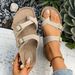 2025 New Model Toe-Loop Retro Large Size Slippers With Double Row Buckles, Open-Toe Outdoor For Women, Foreign Trade_vogvips.com