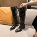 Women's Over-the-Knee Long 2025 Spring Summer New Thick Heel Slimming Pointed Toe Belt Buckle Pleated Slouch Boots_vogvips.com
