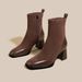 Comfortable Black Square Toe Slim High Short For Women Spring And Autumn Single With High-End Thick Sole Chunky Heel_vogvips.com