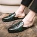 British studio photo fitting room half support leather shoes slip-on Tassel brogue carved leather shoes for men_vogvips.com