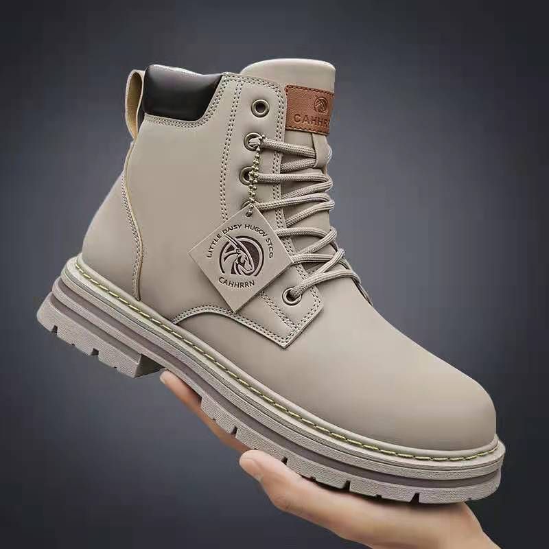 European Warm Series Men's Martin Extra Large Size 48 British Style High Top Work Leather Boots_vogvips.com