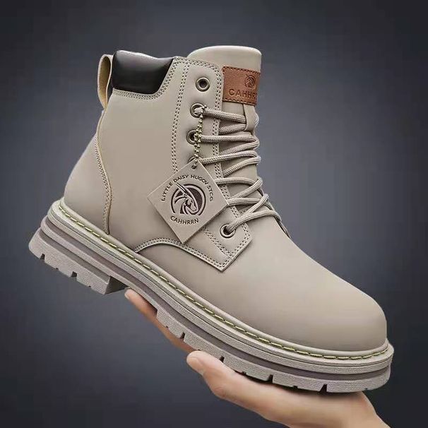 European Warm Series Men's Martin Extra Large Size 48 British Style High Top Work Leather Boots_vogvips.com