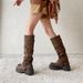 Brown Melad Long For Women Thick Sole High Tube Autumn Winter Western Cowboy Boots_vogvips.com