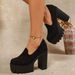 Plus Size High Heeled Single Shoes For Women Chunky Heel Round Toe Professional Style Spring_vogvips.com