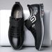 Fashionable Casual Velcro Embroidered Men's Leather Shoes Large Size Trendy_vogvips.com
