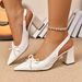 Women's plus Size High Heeled Sandals Bows Summer Style Pointed Toe Chunky Heel Closed Toe New_vogvips.com
